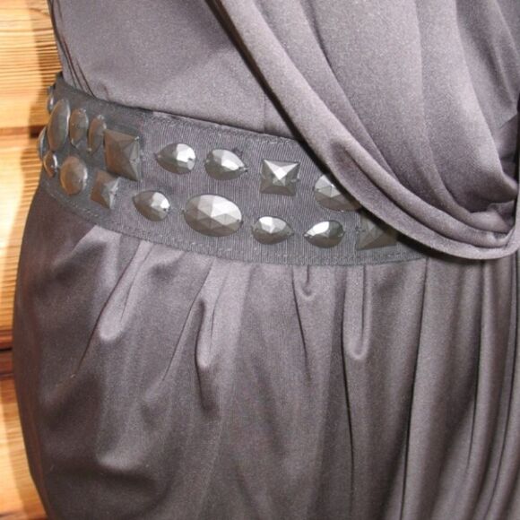 NWT Black Grecian Jersey Dress - Picture 5 of 8